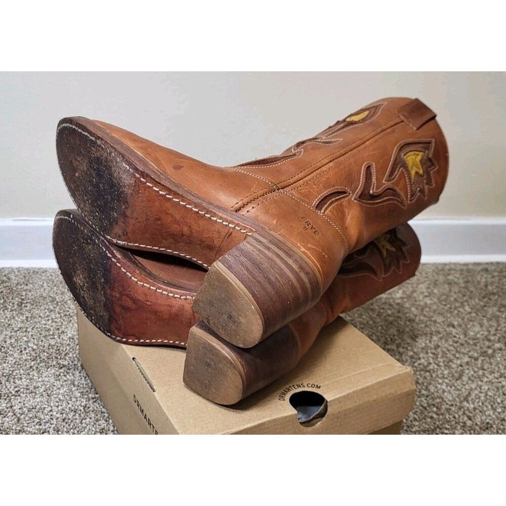 Vintage Frye Sabrina Flower Western Boots Women 8.5 B Brown Floral 8 1/2 Campus - Picture 8 of 8